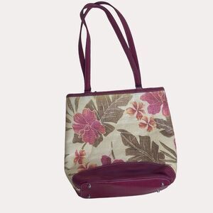 Kate Spade Straw Leather Shoulder Bag Purse Floral Red bv